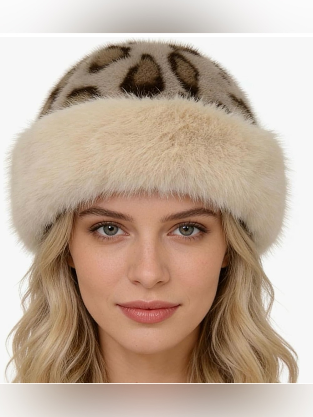 Winter Faux Fur Bucket Hat for Women, Cozy Leopard Print Cheetah Fuzzy Hat